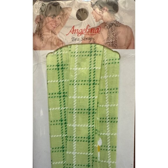 Angelina Fabric Bra Straps Transform Bras +Halter Tops Plaid+Flowers Green+White - Picture 1 of 4